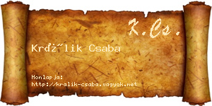 Králik Csaba névjegykártya